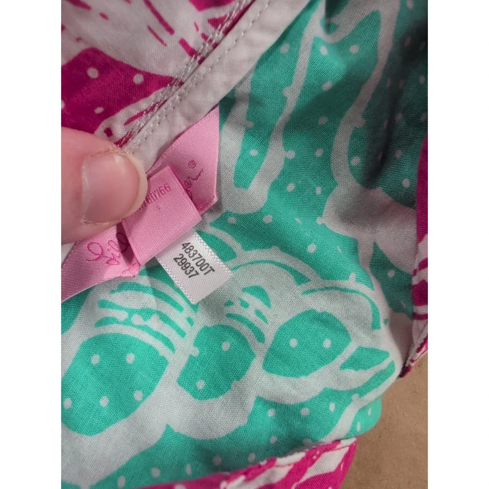 Lilly‎ Pulitzer Women Small Swim Cover Teal Tunic King Conch 3/4 Sleeve Seashell